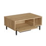 Hanah Home On2-S Mesa de Centro Moderna en Nogal con Patas de Metal, 90x37.6x60 cm